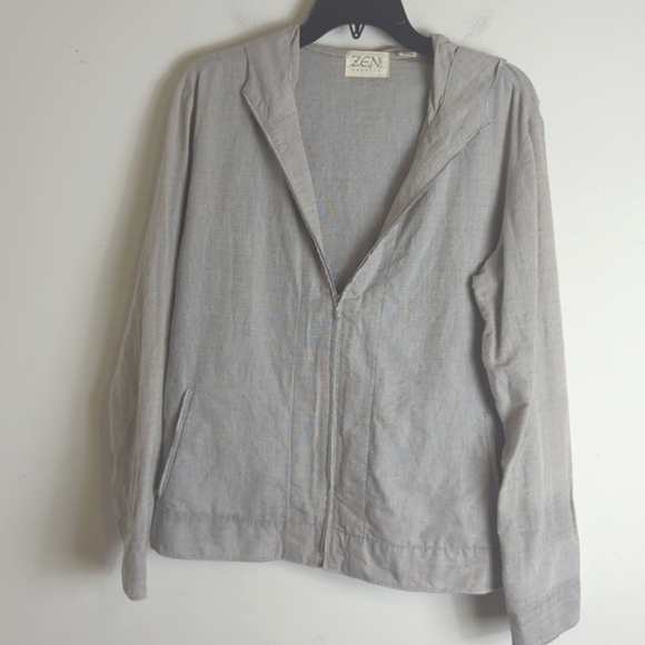 Minimalistic Linen Blend Zen Zip-up Shacket Jacket - Picture 1 of 10